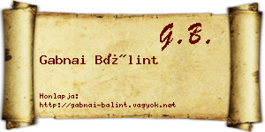 Gabnai Bálint névjegykártya